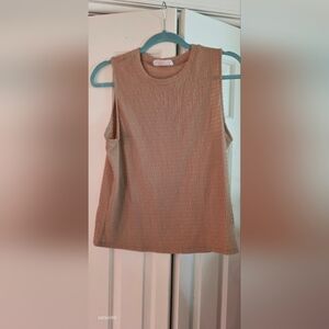 Double Zero Tan Ribbed Sleeveless Blouse